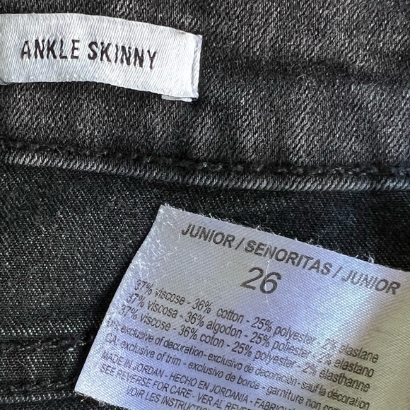 William Rast Black Raw Hem Stretch Ankle Skinny Jeans, Size 26 - Picture 7 of 9